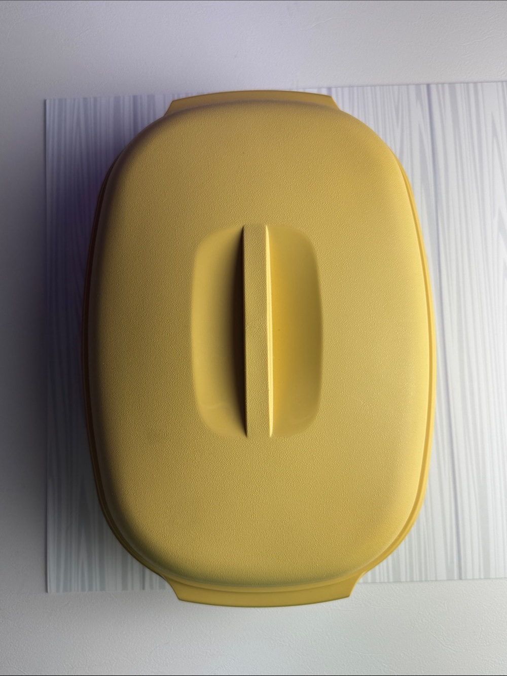 Tupperware Strainer Steamer Colander in Harvest Gold Oval Lid Raised Logo